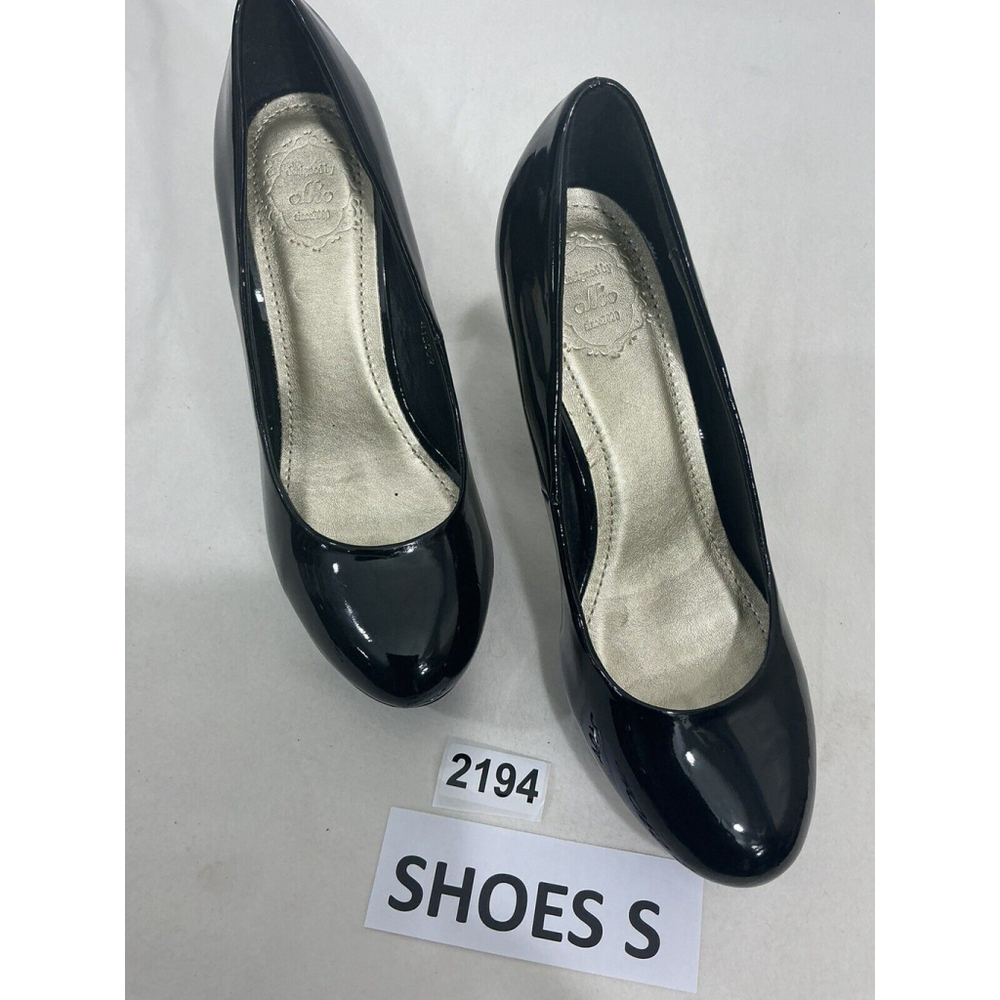 Womans Design By Alho Black Patten Leather Slip On Stilettos Platform Pumps 8